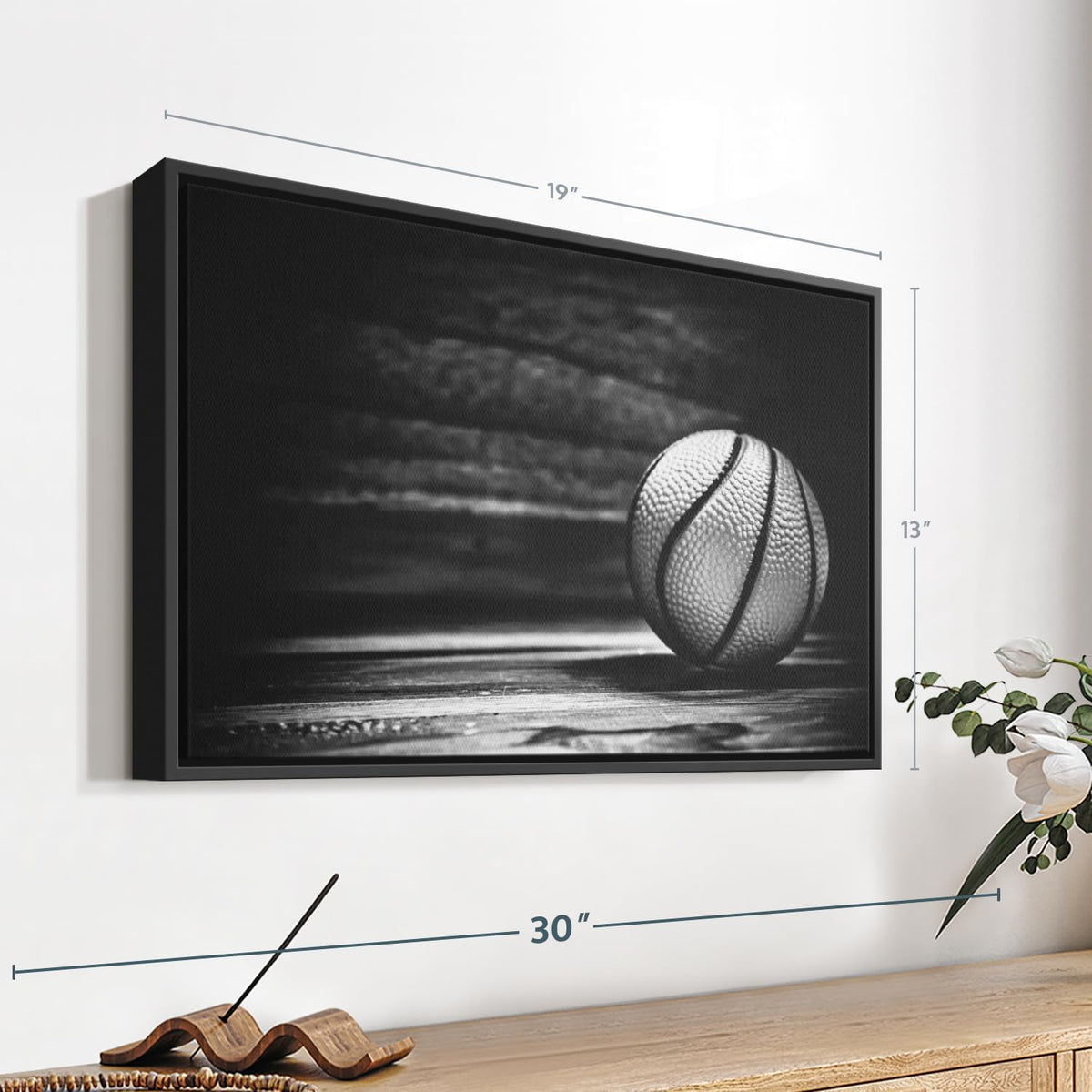 ElephantStock Basketball Wall Art - Horizontal Framed Canvas - 1-Piece Hallway Wall Decor
