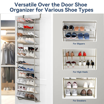 Whitmor 36 Pair Over The Door Shoe Organizer, 12 Tier Hanging Shoe Organizer, Heavy Duty Metal &