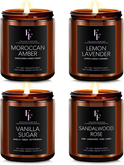 Scented Candles for Home Scented Aromatherapy Candles, 4 Pack 28 Oz Soy Wax Candle Gift Set for
