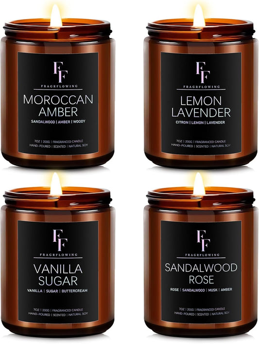 Scented Candles for Home Scented Aromatherapy Candles, 4 Pack 28 Oz Soy Wax Candle Gift Set for