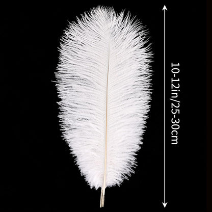 THARAHT White Ostrich Feathers 24pcs Natural Bulk 10-12Inch 25cm-30cm for Crafts Wedding Party