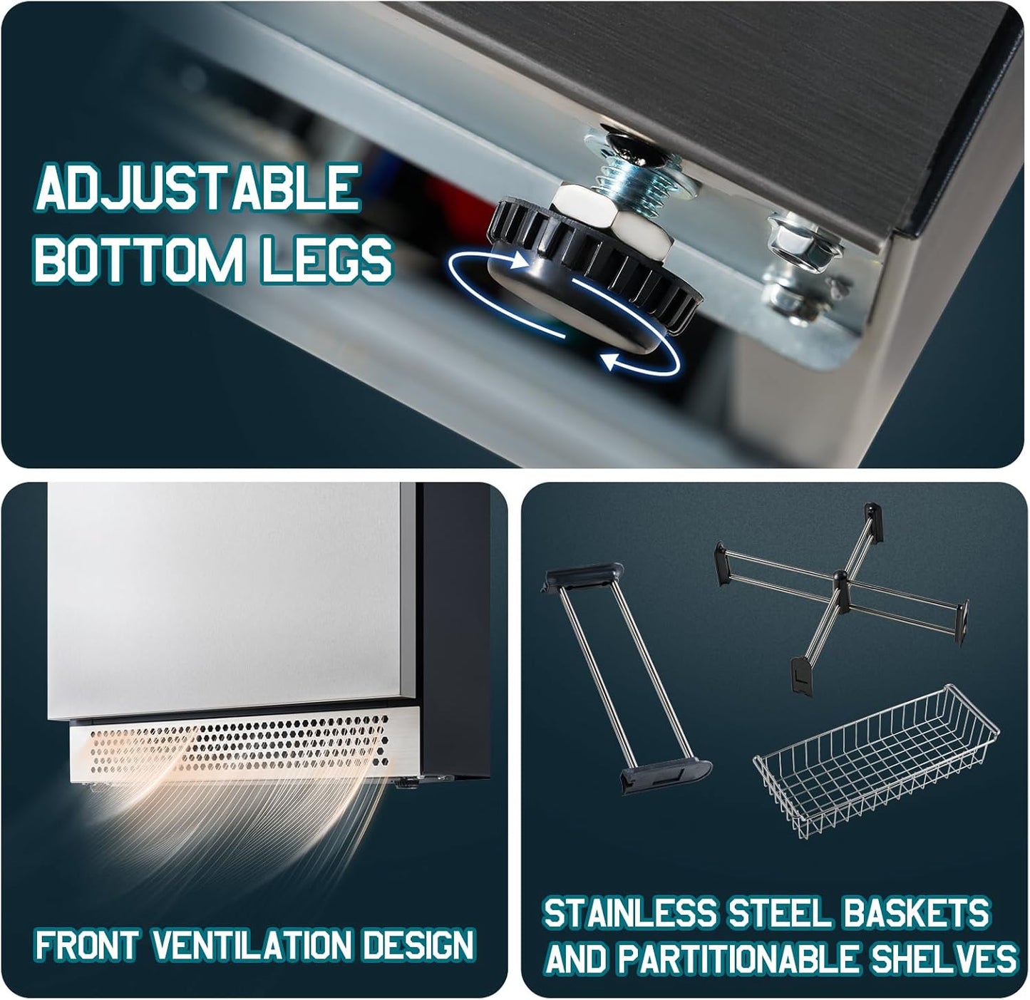 Albott 24 Inch Under Counter Drawer Fridge ??Stainless Steel Beverage Refrigerator with Dual
