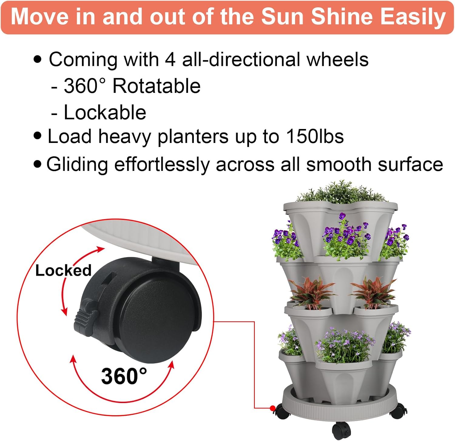 Vertical Planter 4 Tier Stackable Planters Garden Planters Strawberry Herb Flower and Vegetable
