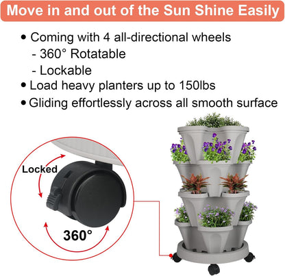 Vertical Planter 4 Tier Stackable Planters Garden Planters Strawberry Herb Flower and Vegetable