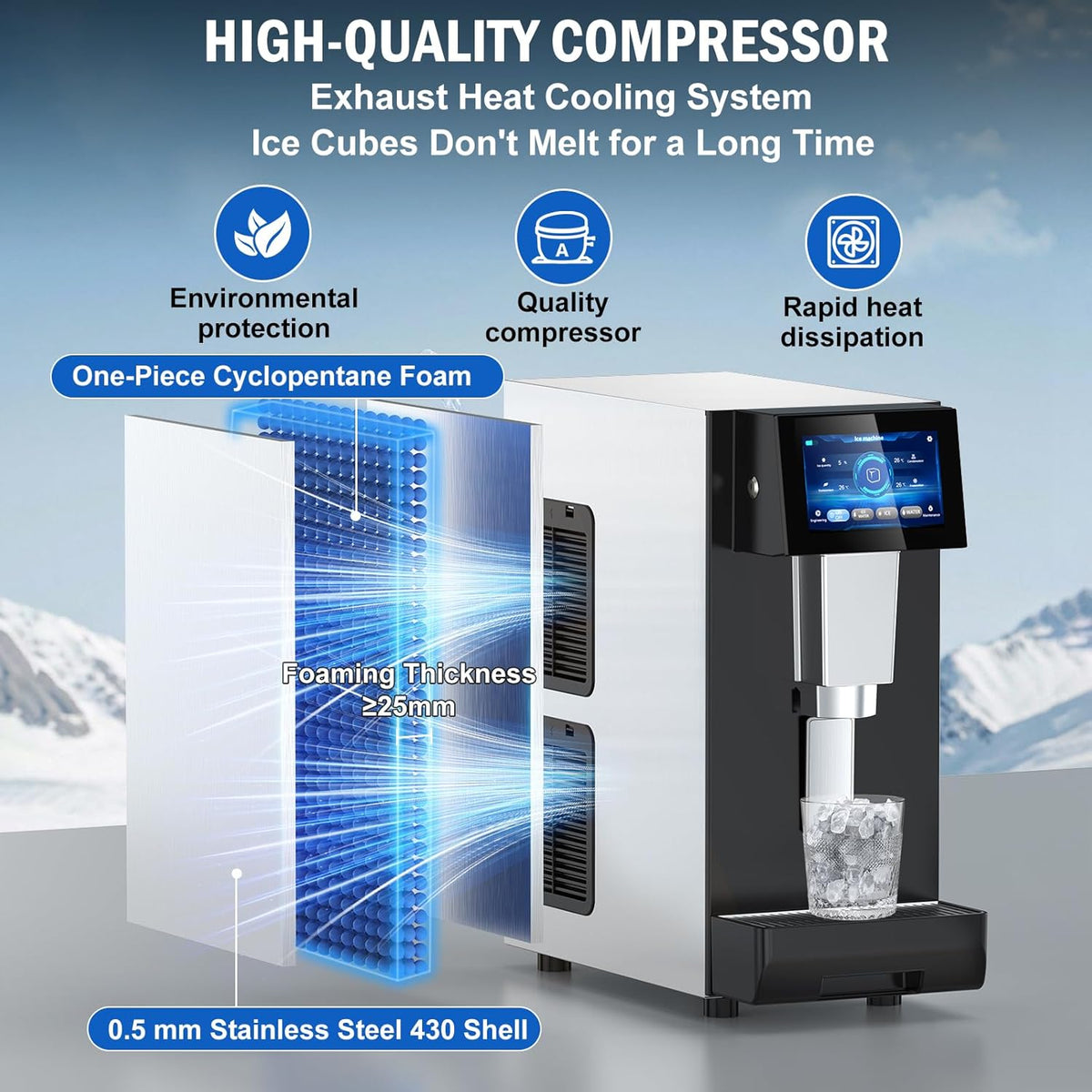 Nugget Ice Maker Countertop, 60 LBS/Day with 5LBS Storage Bin, Water Dispenser Countertop Ice Maker