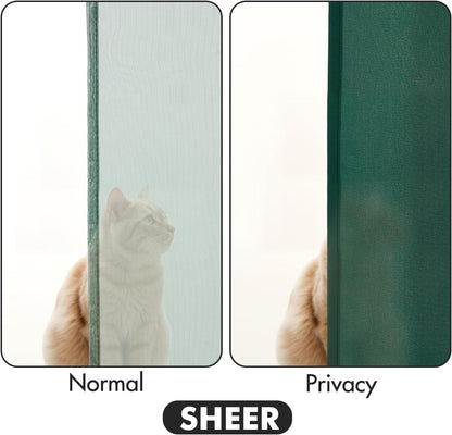 MIULEE Hunter Green Privacy Sheer Curtains That Let Light in 84 Inches Long Non-See-Through Semi