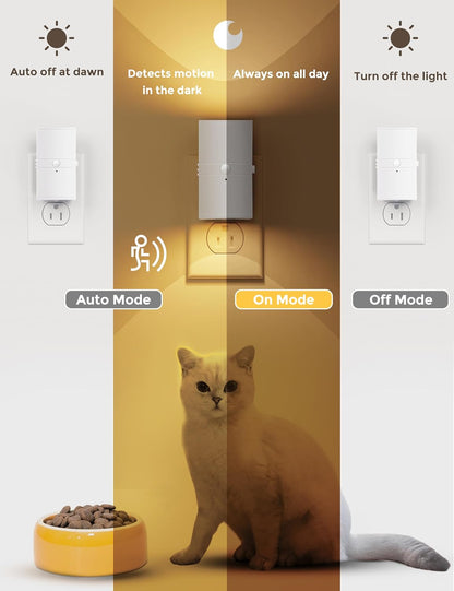 L LOHAS LED Motion Sensor Night Light Plug in, [2 Pack] Motion Activated Night Light, 0-100LM