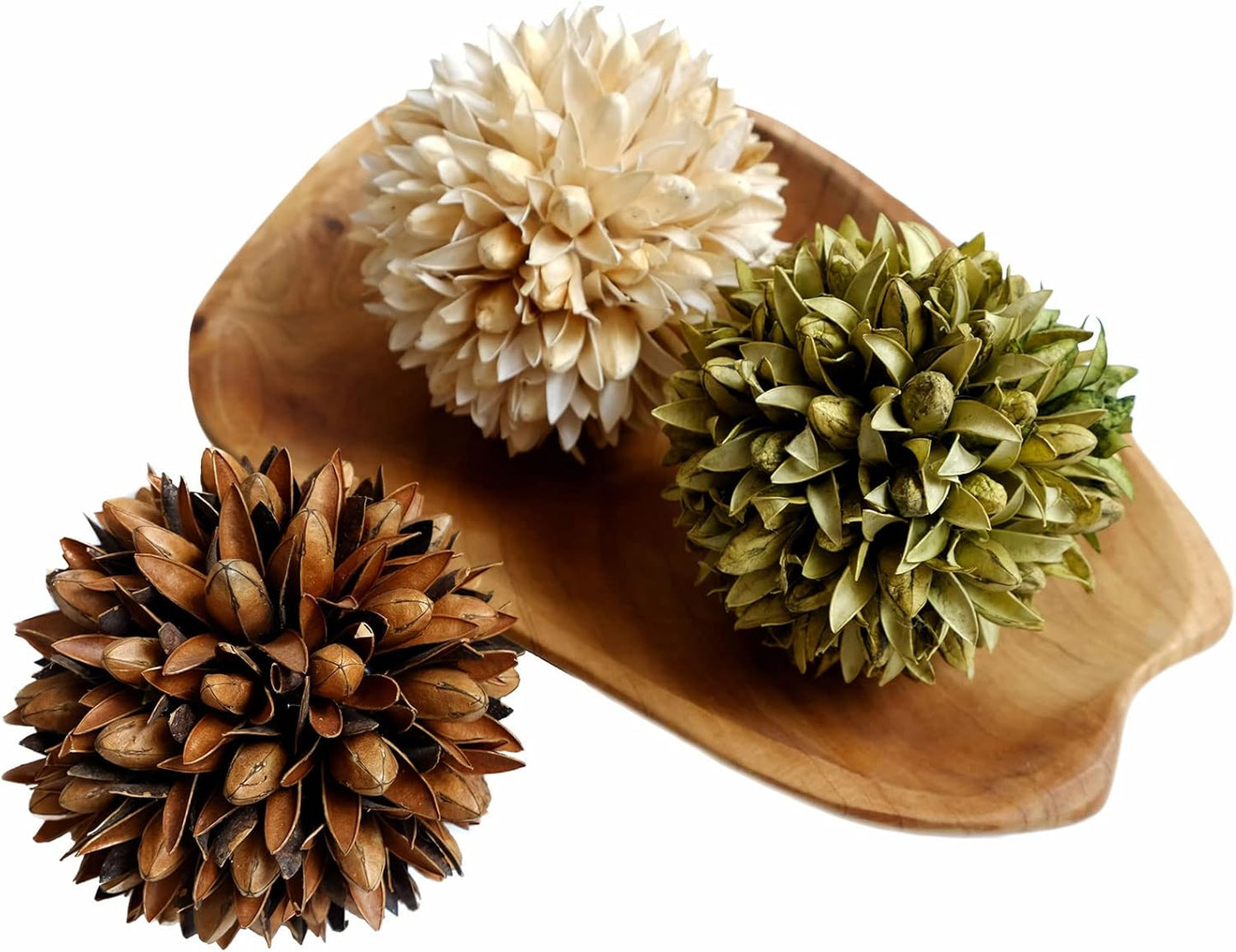 3.5inch Decorative Balls Bowl/Tray &Floral Orb/Ball with Dried Potpourri, Artificial Decorative