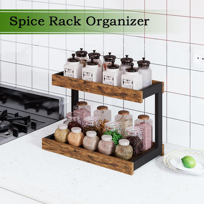 MARTY 2 Tier Spice Rack Organizer for Countertop, 15.8''L Coffee Station/Bathroom Organizer