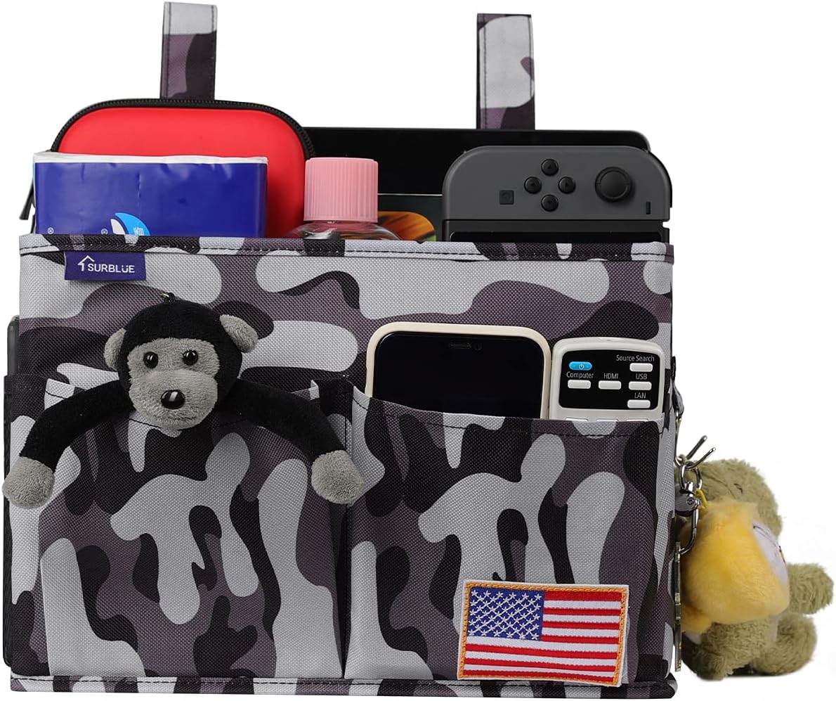 Surblue Bedside Caddy Hanging Bed Organizer Storage Bag Pocket for Bunk and Hospital Beds, College