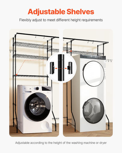 VEVOR Over The Washer and Dryer Storage Shelf, 6 Tier Laundry Room Drying Rack with Hanger Rod and