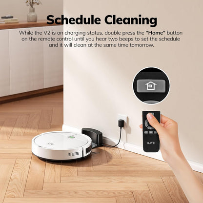 ILIFE V2 Robot Vacuum Cleaner, Tangle-Free Suction, 120 Mins Runtime, Slim, Self-Charging Robotic