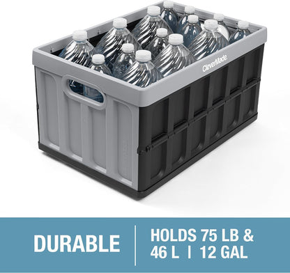 CleverMade Collapsible Storage Bins with Lids, 46L, 3 Pack, Obsidian