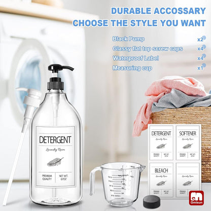 GMISUN Laundry Detergent Dispenser, 2 Pack Liquid Laundry Soap Dispenser, 64oz Storage Container