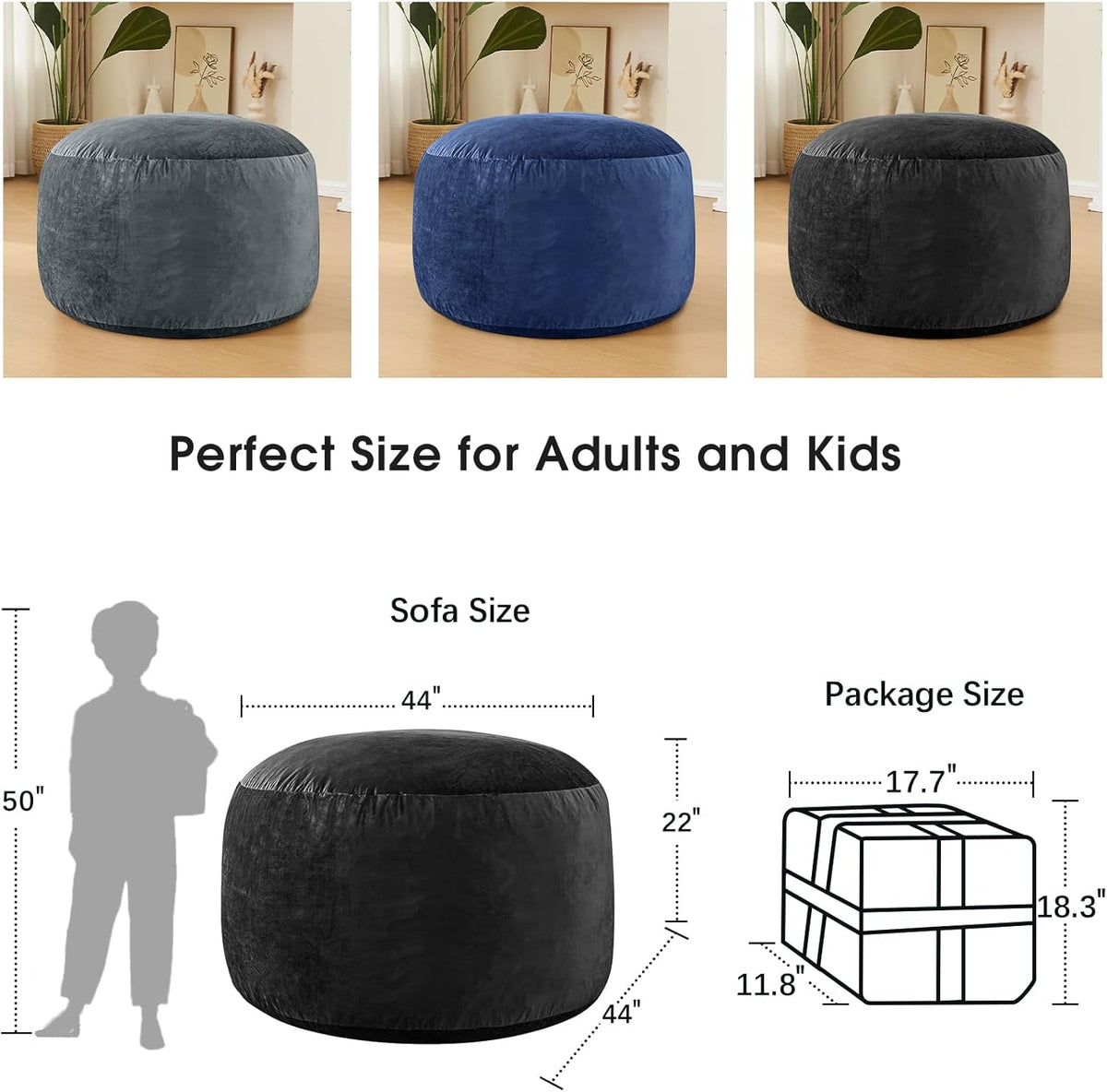 Bean Bag Chairs for Adults - Memory Foam Furniture BeanBag Chair - Kids/Teens Sofa with Soft Micro