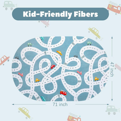 STARUIA Large Kids Playroom Rug, 4'x6' Washable Road Rug for Nursery, Non-Slip Fun Area Rugs for