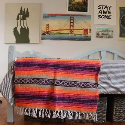 Del Mex Classic Mexican Blanket, Large Authentic Woven Falsa Throw (70"x50"), Artisan Southwest