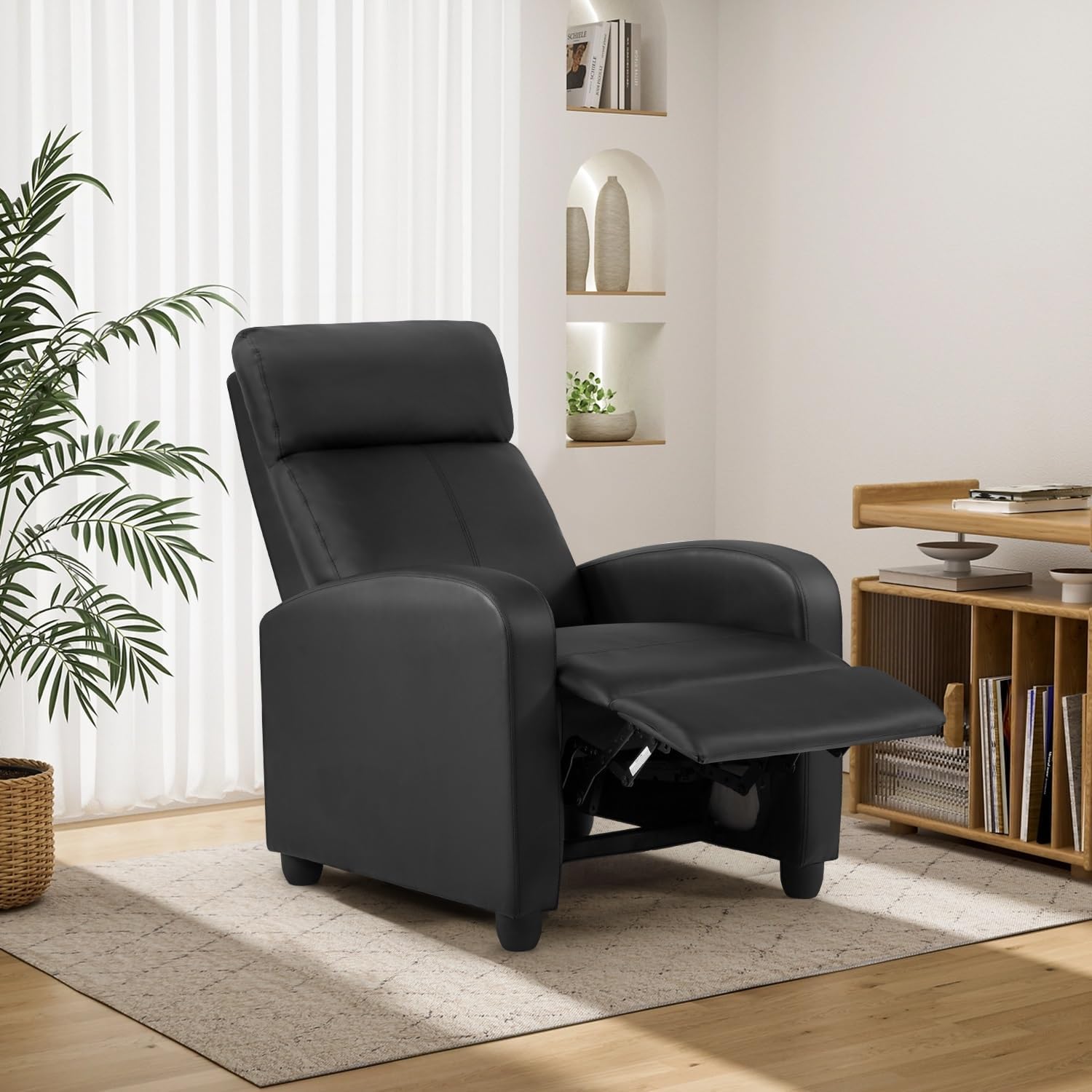 BestMassage | Recliner Chair | No Massage Function | Leather Black | with Lumbar Support
