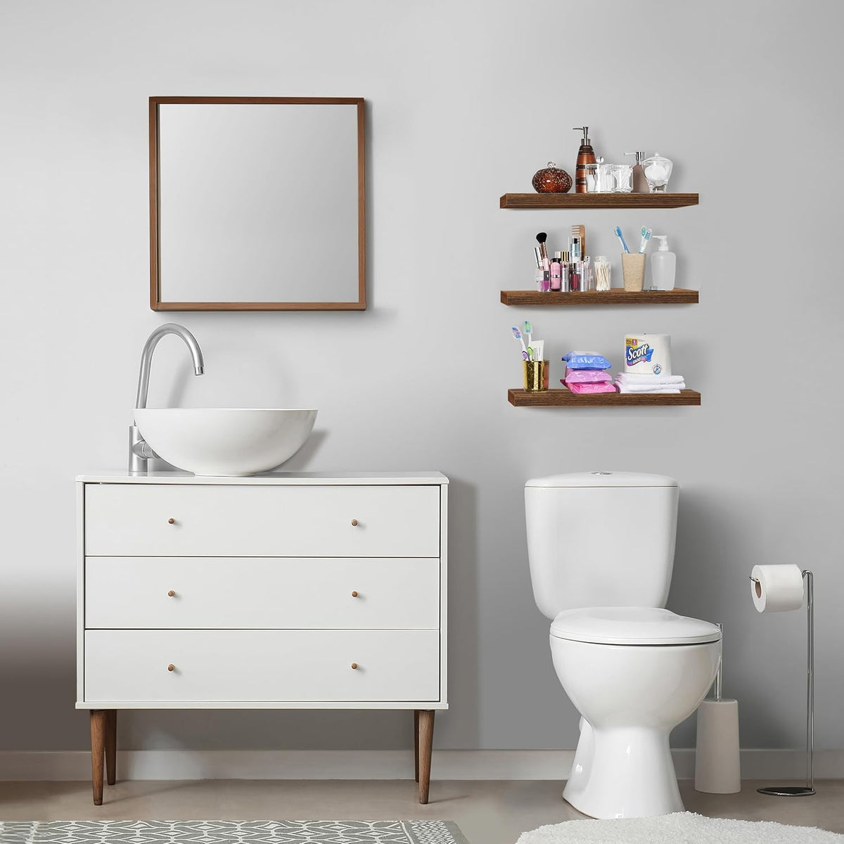 Sorbus Floating Shelves for Wall, Bathroom Shelves Wall Mounted for Kitchen, Bedroom, Bathroom