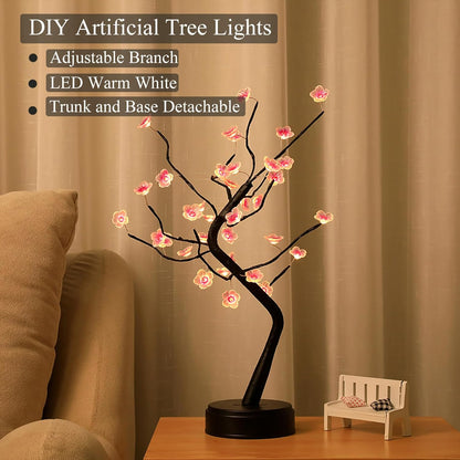 36 LED Cherry Blossom Sparkly Fairy Spirit Tree Lights, Twinkling Tree 3AA&USB Powered, Tabletop