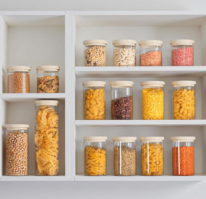 Urban Green Glass Food Storage Jar with Glass Lid, Food Canister Set with Airtight Lids, Pantry