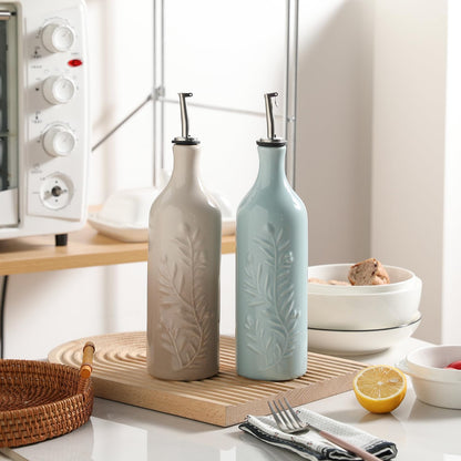 Sweejar Large Olive Oil Dispenser Bottle with Spout, 24 Oz Ceramic Oil Dispenser for Kitchen