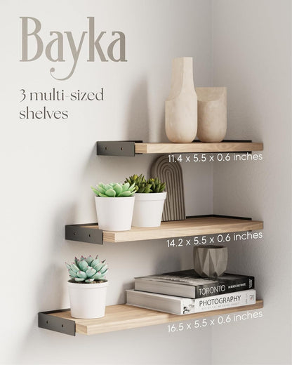 BAYKA Wall Shelves for Bedroom Decor, Floating Wall Shelves for Living Room Kitchen Storage, Wall