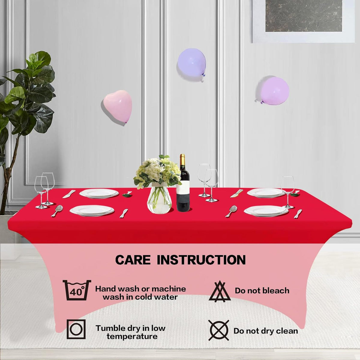 IVAPUPU 6FT Table Cloth for Rectangular Fitted Events Stretch Red Table Covers Washable Cover