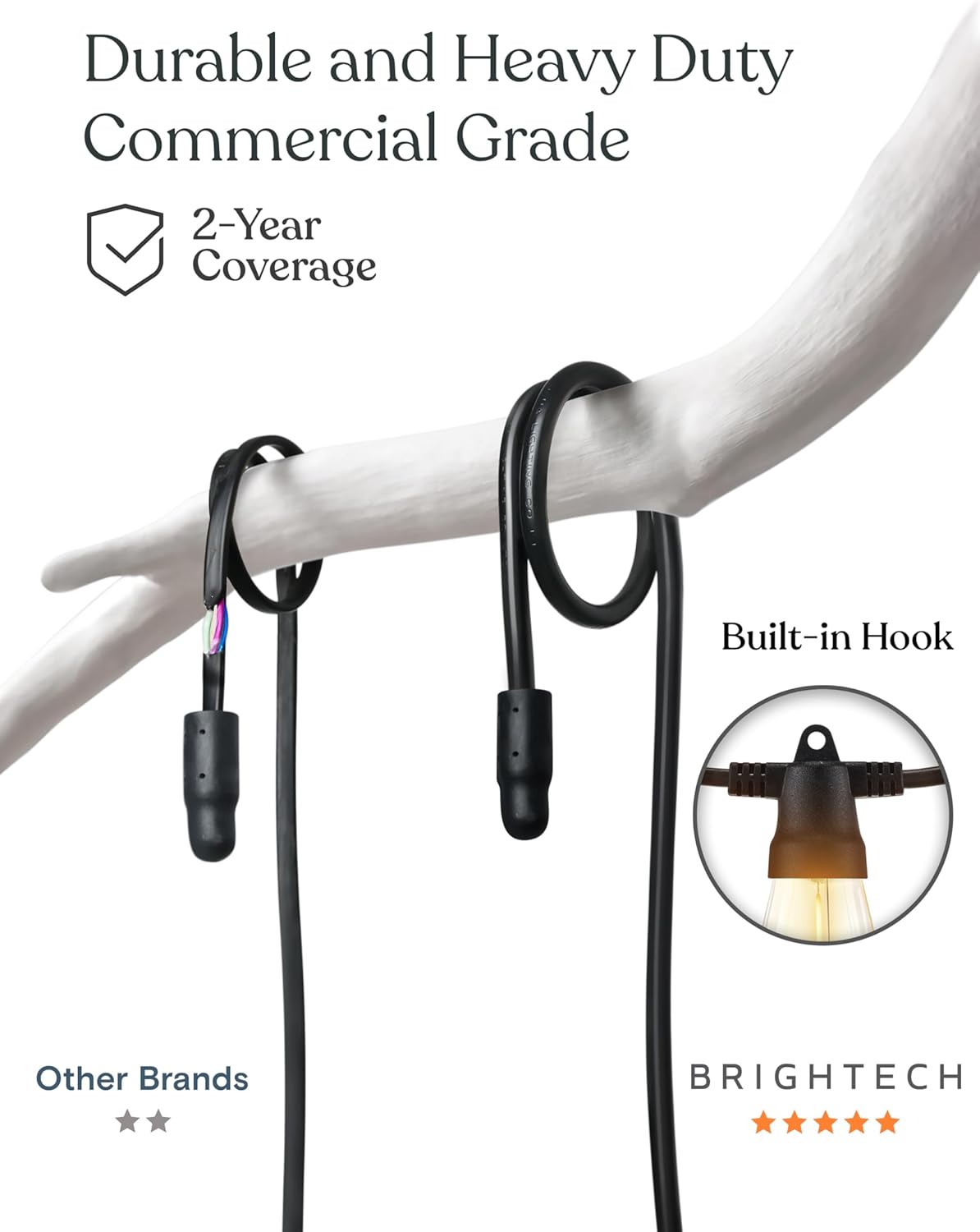 Brightech Ambience Pro Solar String Lights for Outside - Super Bright Remote Control Color