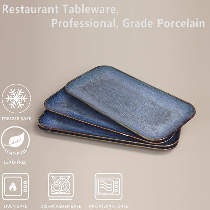 Porcelain Plate Set Large Serving Tray Set of 4, Reusable Serving Platters for Party Food, Cookie