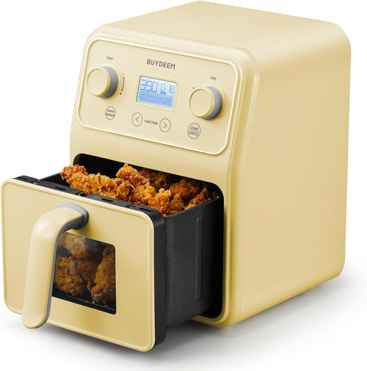 BUYDEEM F51 8-in-1 Air Fryer 4.2QT, Retro Countertop Airfryer Oven with Visible Window, Shake