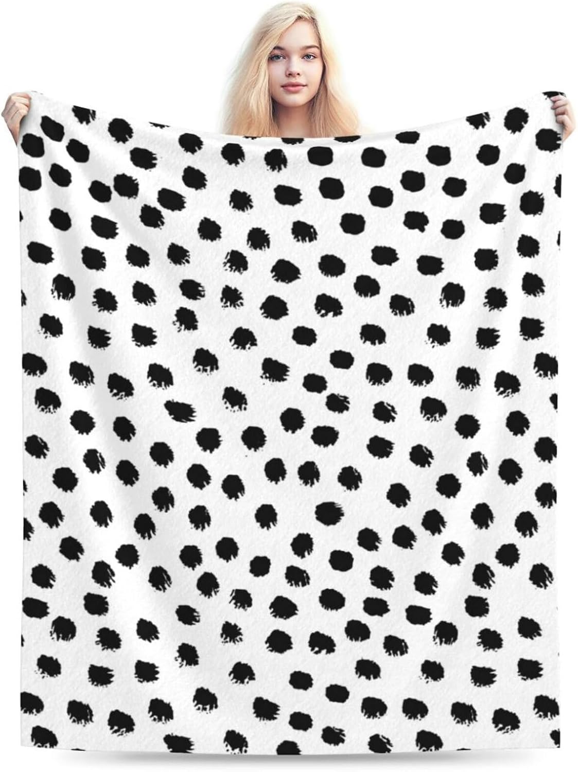 HGOD DESIGNS Polka DotsBlanket, Super Soft Brush Strokes Dots Throw Blanket 50"x60" Blanket for Bed