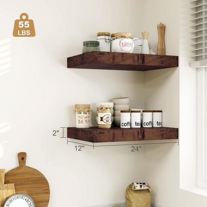 Heimlove Bathroom 12'' Deep Floating Shelves for Wall - Shelf Over Toilet Wall Mounted Farmhouse 24