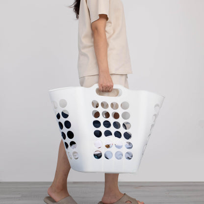Flexible Plastic Laundry Basket - Square Storage Hamper with Side Handles for Easy Carrying