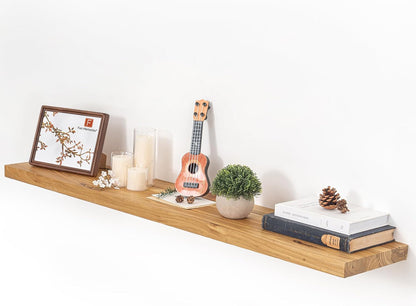 Fun Memories Floating Shelves for Wall, 48"x9.3" Rustic Solid Elm Wood Shelves, Heavy-Duty Wall
