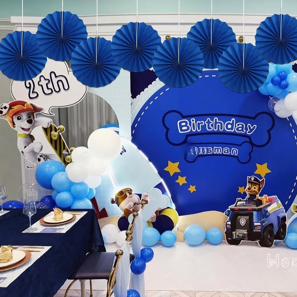 Blue Birthday Decorations,DIY Blue Paper Fans Hanging Decoration ,Party Decorations for Adults