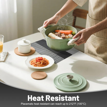 Placemats Set of 6，Non-Slip PVC Weave Table Mats Easy to Clean，Heat Resistant Place Mats for