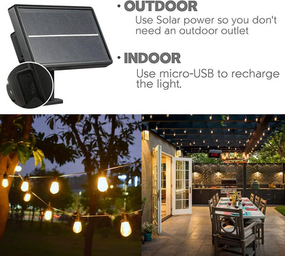 SUNTHIN 24ft Solar String Lights, USB Rechargeable Solar Outdoor Lights with Waterproof &