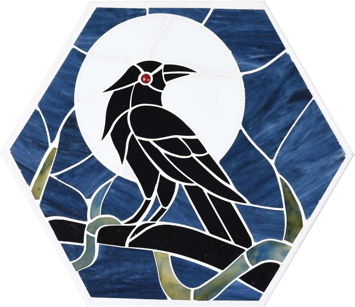 Bieye MSS004 Tiffany Style Stained Glass Mosaic Decorative Stepping Stone for Garden Decor (Raven
