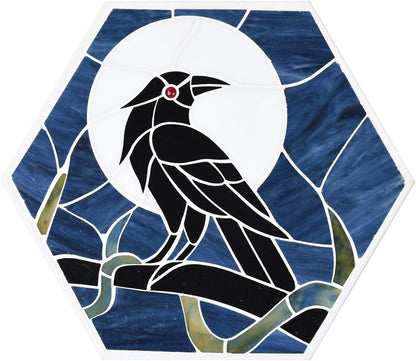 Bieye MSS004 Tiffany Style Stained Glass Mosaic Decorative Stepping Stone for Garden Decor (Raven