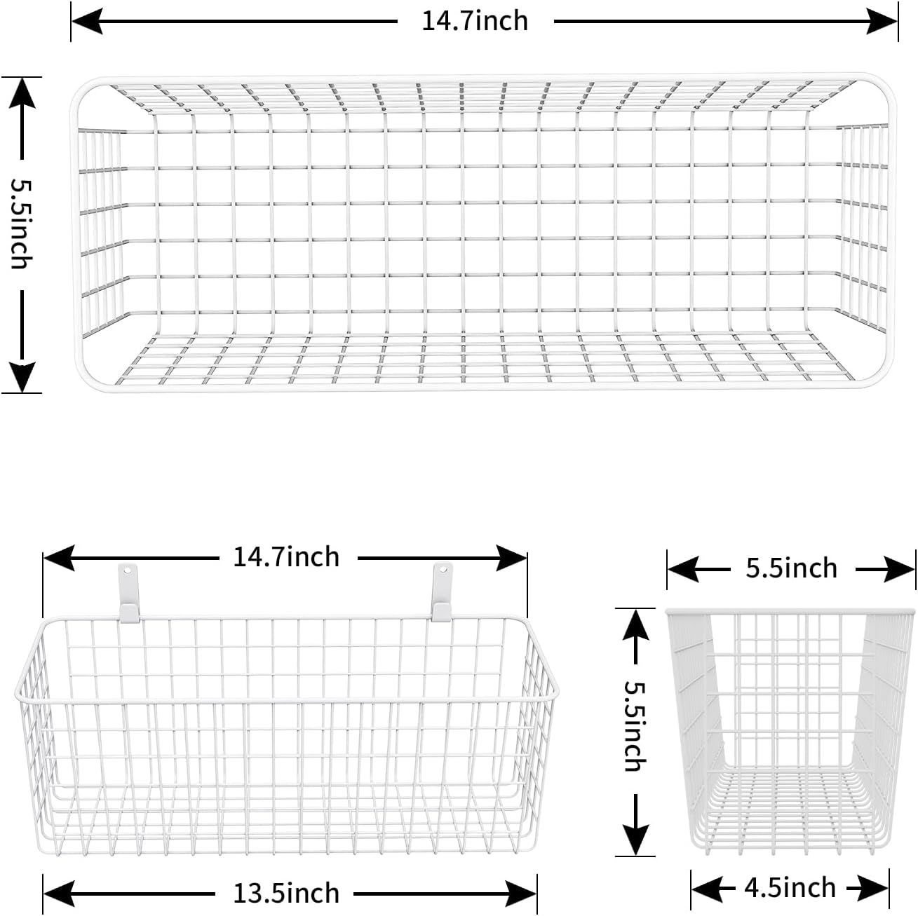Joben Oligey 3 Set [Extra Large] Hanging Wall Wire Baskets, Farmhouse Food Storage Kitchen Pantry