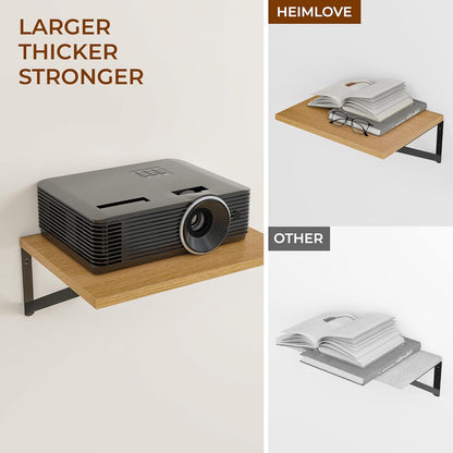 Heimlove Deep Floating Shelves for Wall, 12 Inch Deep Floating Shelves Set of 3, 16W x 12D Wood