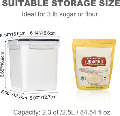 Medium Food Storage Containers with Lids Airtight 2.5L /84.5Oz, for Flour, Sugar, Baking Supply