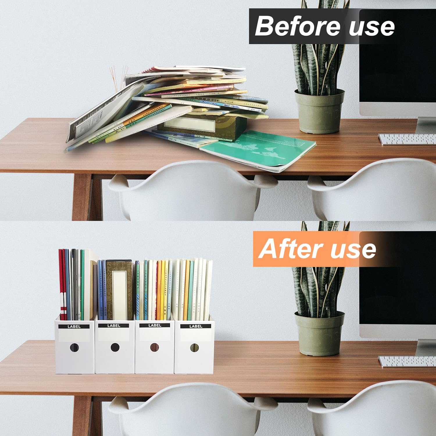 24 Pack White Cardboard Magazine File Holder for Desk, Shelves, Office or Home, Vertical Book Bins