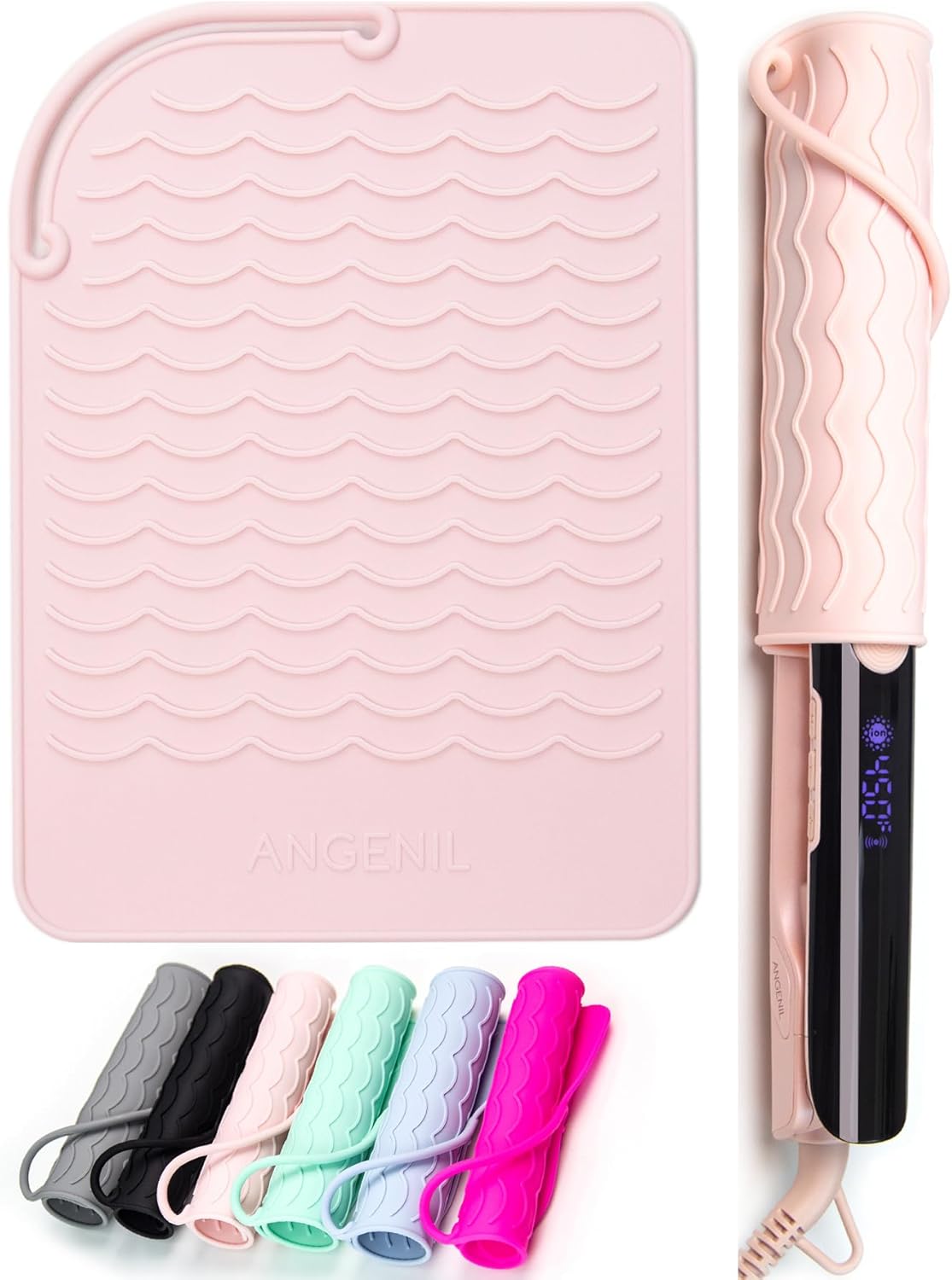 ANGENIL Flat Iron Silicone Mat and Travel Case for Hair Tools - Heat Resistant Mat, Straightener