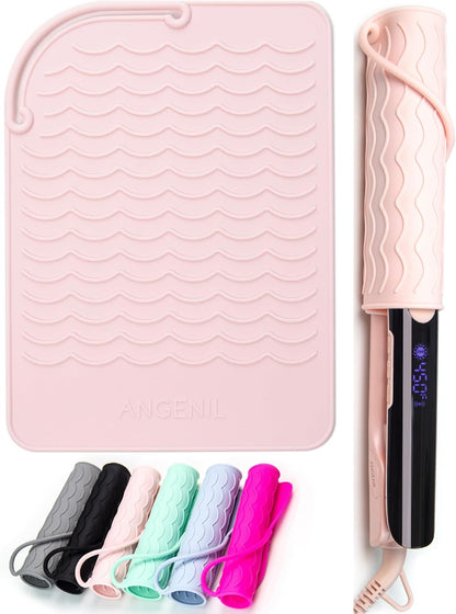 ANGENIL Flat Iron Silicone Mat and Travel Case for Hair Tools - Heat Resistant Mat, Straightener