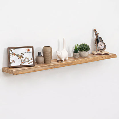 48 Inch Floating Shelves for Wall, Rustic Live Edge Elm Wood Shelf, Heavy-Duty Deep Floating Shelf