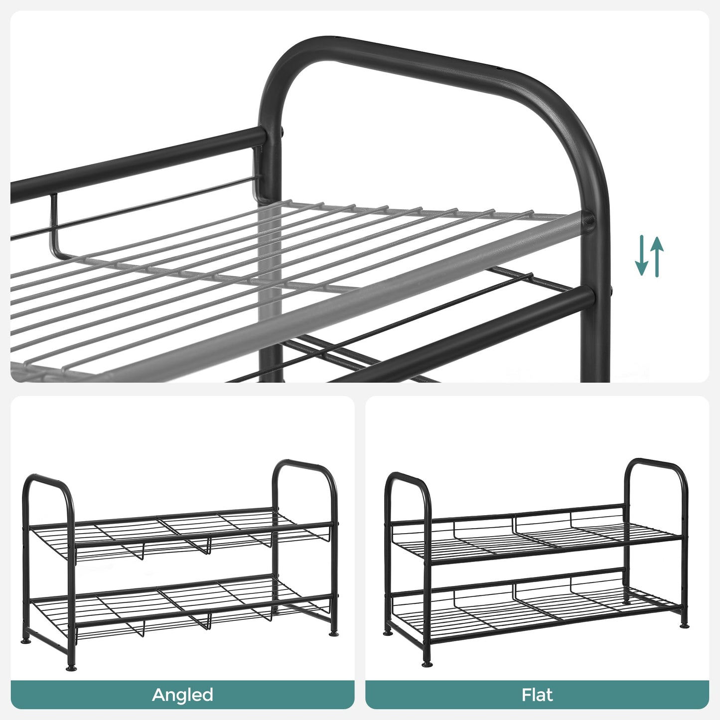 SONGMICS Shoe Rack, 2 Tier Shoe Organizer for Closet, Holds up to 8 Pairs of Shoes, Shoe Rack for