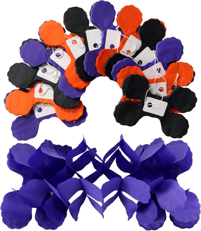 Black-Orange Purple Halloween Party-Decorations Streamers-Garland - 12pcs 4-Leaf Clover Paper