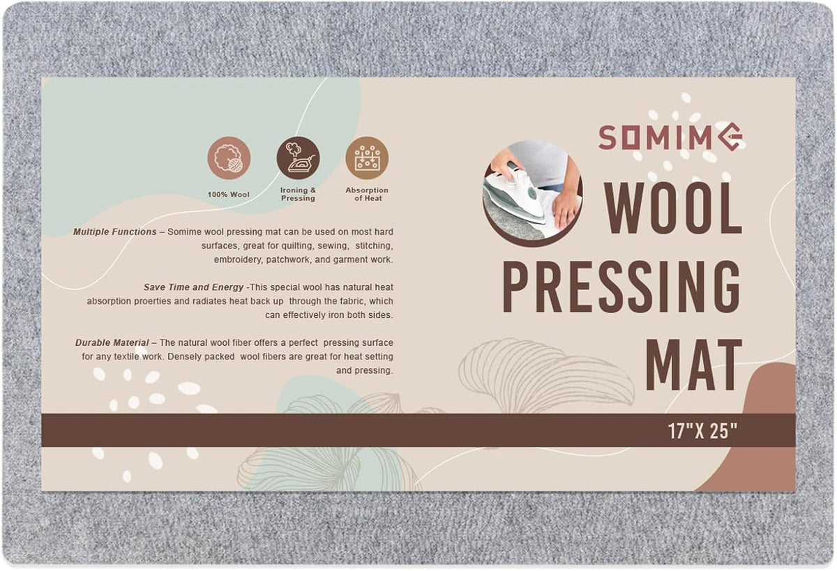 Somime 17x25" Wool Pressing Mat, 100% New Zealand Wool Ironing Mat, Felted Wool Ironing Board for